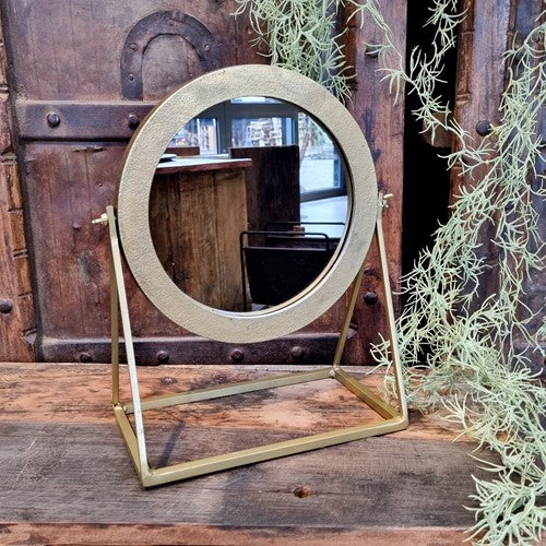 Benoa Lowell Brass Round Mirror on Standard 36 cm