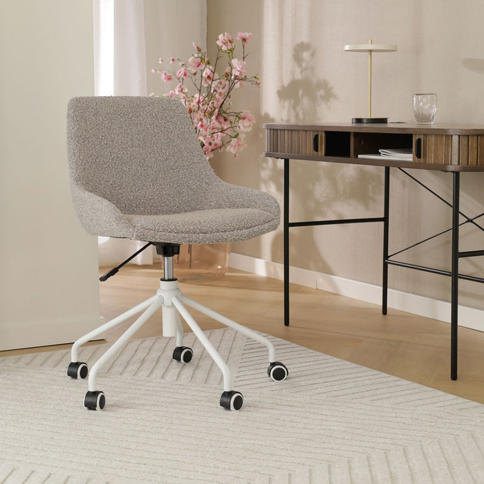 Nolon Nout-Isa Bureaustoelen Set van 2 - Bouclé Taupe - Wit