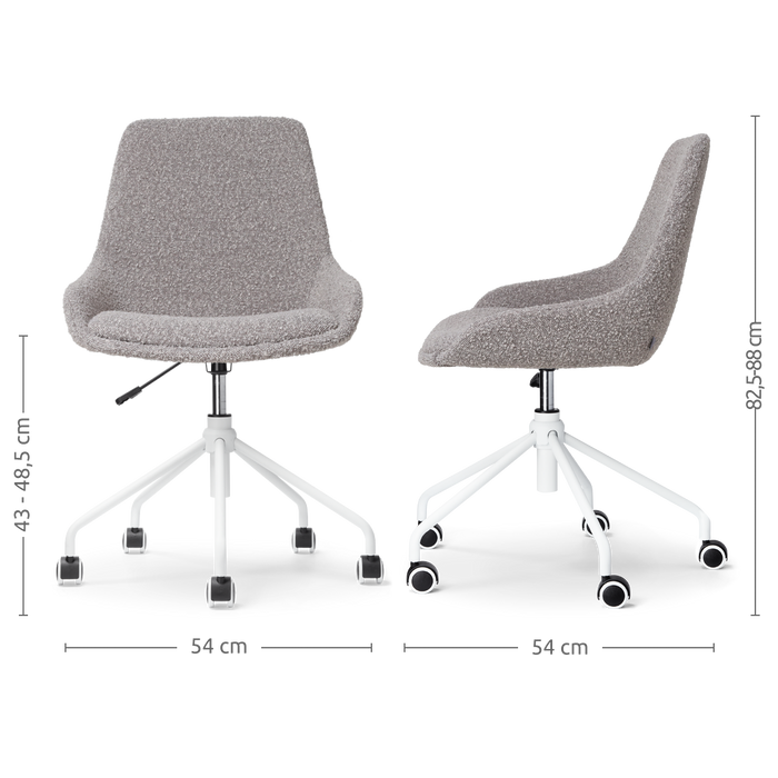 Nolon Nout-Isa Bureaustoelen Set van 2 - Bouclé Taupe - Wit