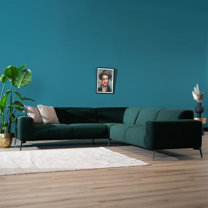 Bronx71 Velvet hoekbank Vegas groen links|rechts