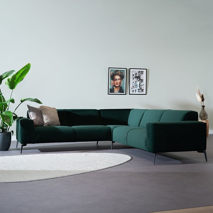 Bronx71 Velvet hoekbank Vegas groen links|rechts