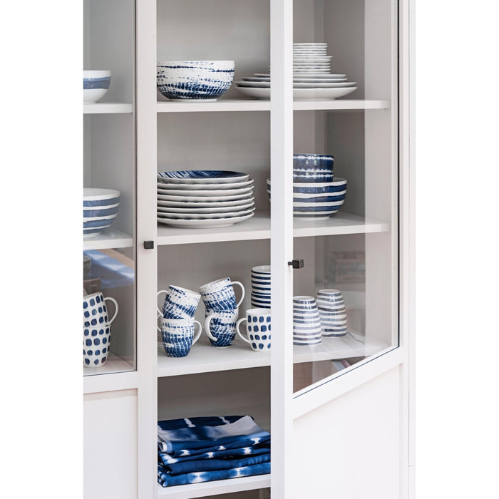 vtwonen - Beschilderde Kommen - Blauw, Wit - 20.5cm