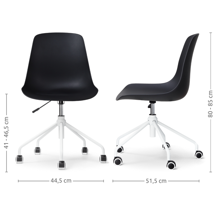 Nolon Nout-Pip Bureaustoelen Set van 2 - Zwart - Wit Onderstel