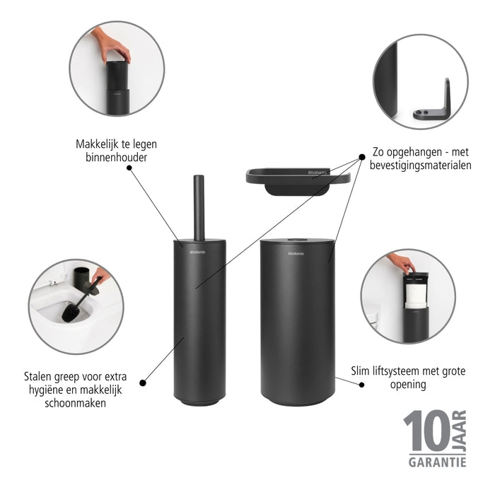 Brabantia MindSet Toiletaccessoires Set van 3 - Mineral Infinite Grey