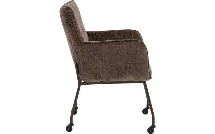 Goossens Eetkamerstoel Trullo - Fluweel met armleuning