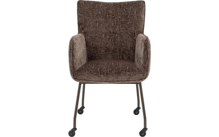 Goossens Eetkamerstoel Trullo - Fluweel met armleuning