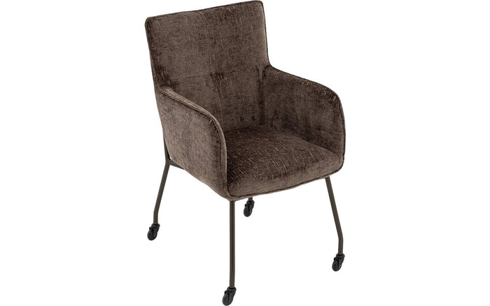 Goossens Eetkamerstoel Trullo - Fluweel met armleuning