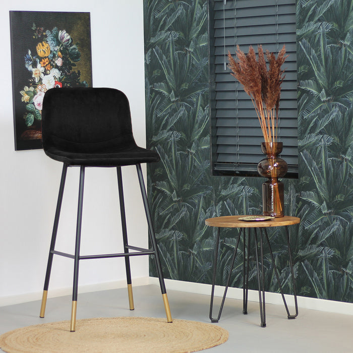 Bronx71 Velvet barkruk Mikky zwart 68 - 79 cm - Barkrukken set van 4