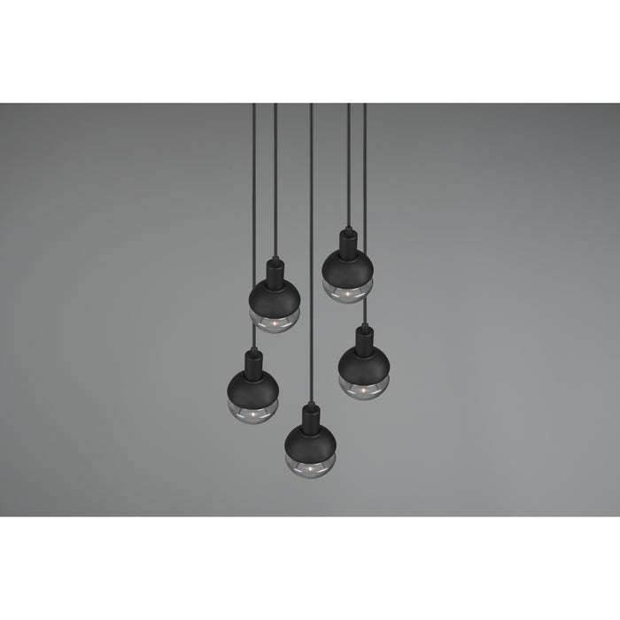 Trio Leuchten Mela - Hanglamp - Zwart - 5 Bollen