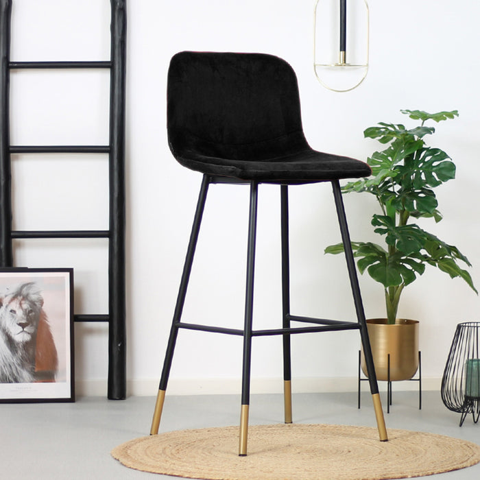 Bronx71 Velvet barkruk Mikky zwart 68 - 79 cm - Barkrukken set van 4