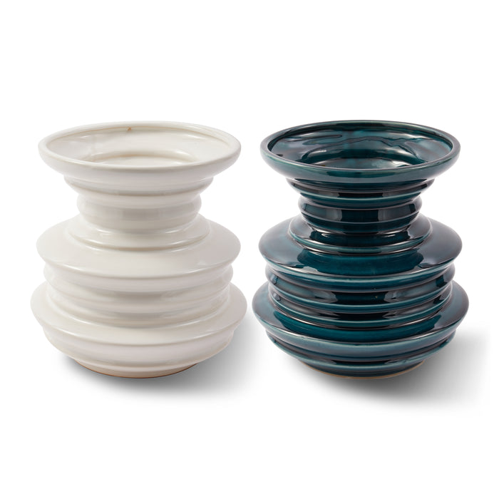 POLSPOTTEN Stacked Plates Vaas - Donkergroen