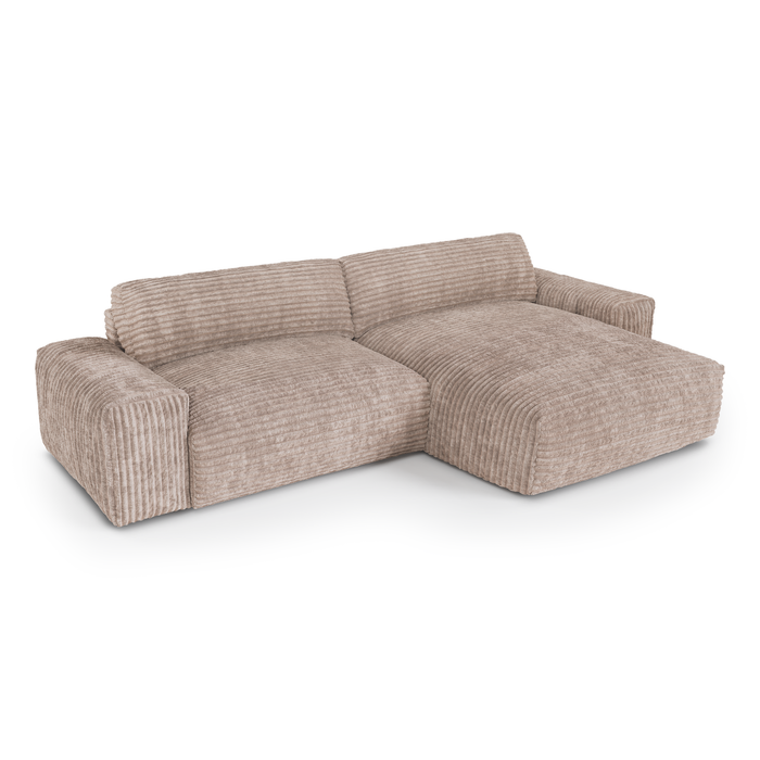 XXL taupe corduroy rechter hoekbank 220cm