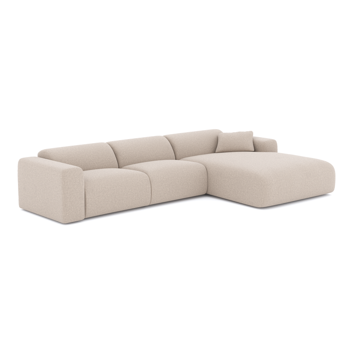 Beige geweven stof brede rechter hoekbank 280cm