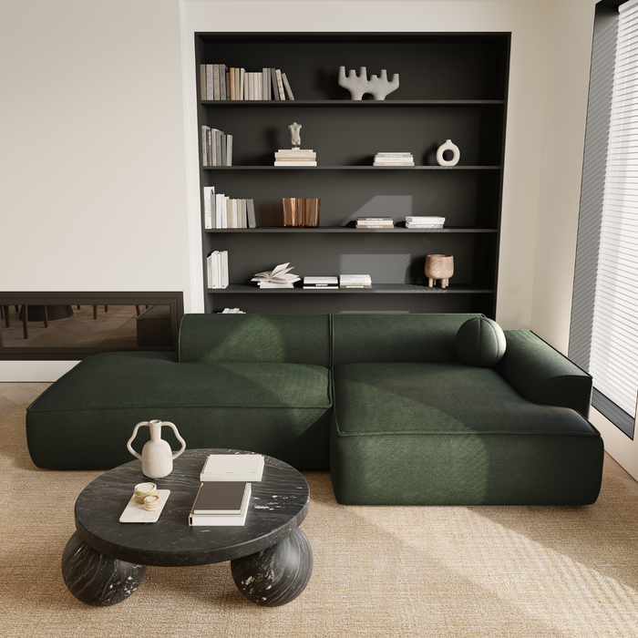 Rechthoekige sofa in geweven stof Olijfgroen 260cm