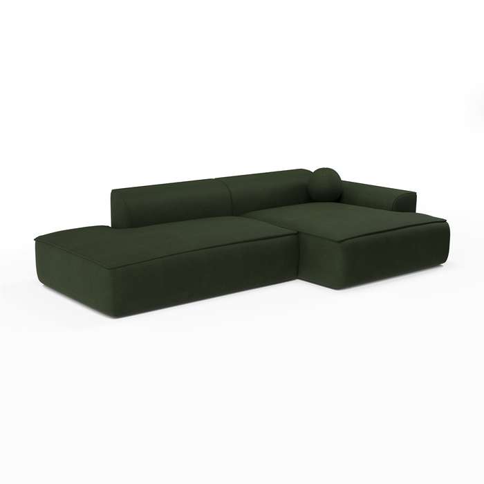 Rechthoekige sofa in geweven stof Olijfgroen 260cm