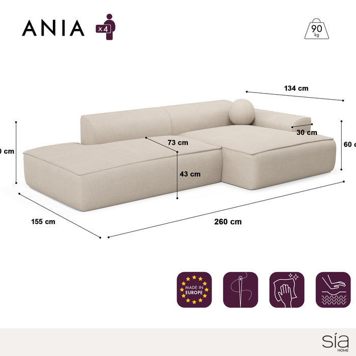 Rechthoekige sofa in geweven stof Olijfgroen 260cm