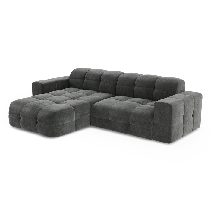 5-zits hoekbank links in grafietgrijs fluweel 230cm