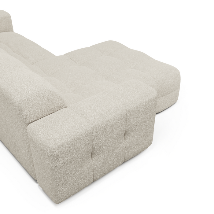 5-zits hoekbank links met crème bouclette 230cm