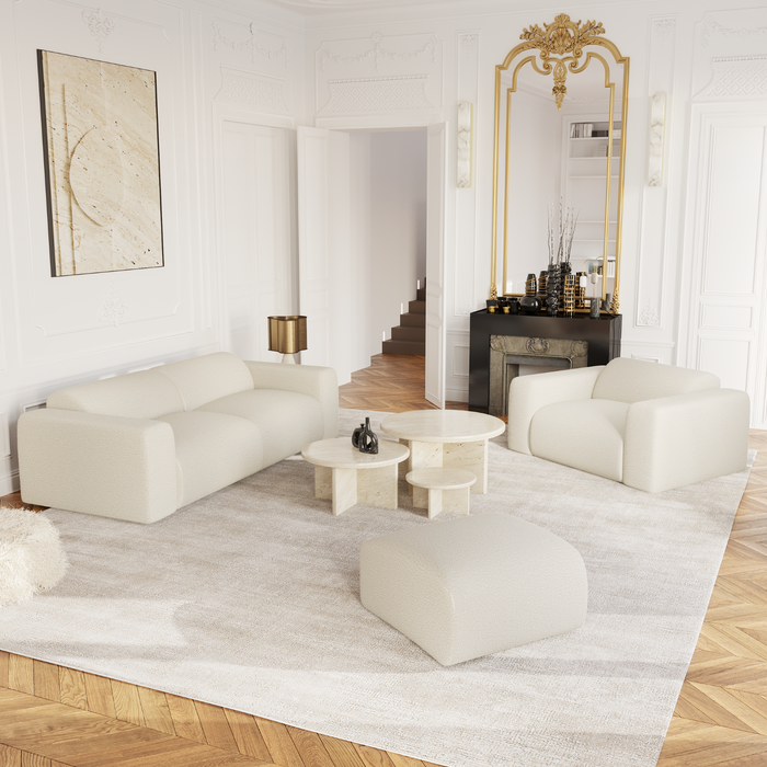 4-zitsbank in crème bouclette 240cm