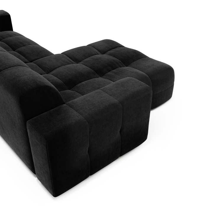 Sofa links hoek 5 zits fluweel donker antraciet 230cm