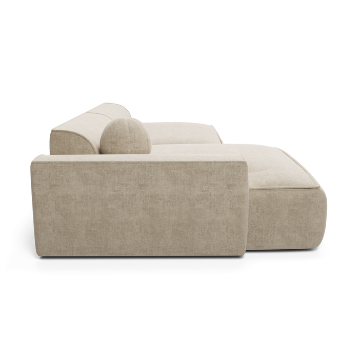 Sofa linkerhoek fluweel crème 260cm