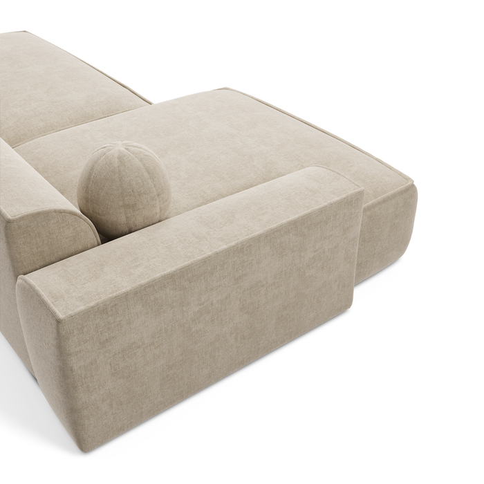 Sofa linkerhoek fluweel crème 260cm