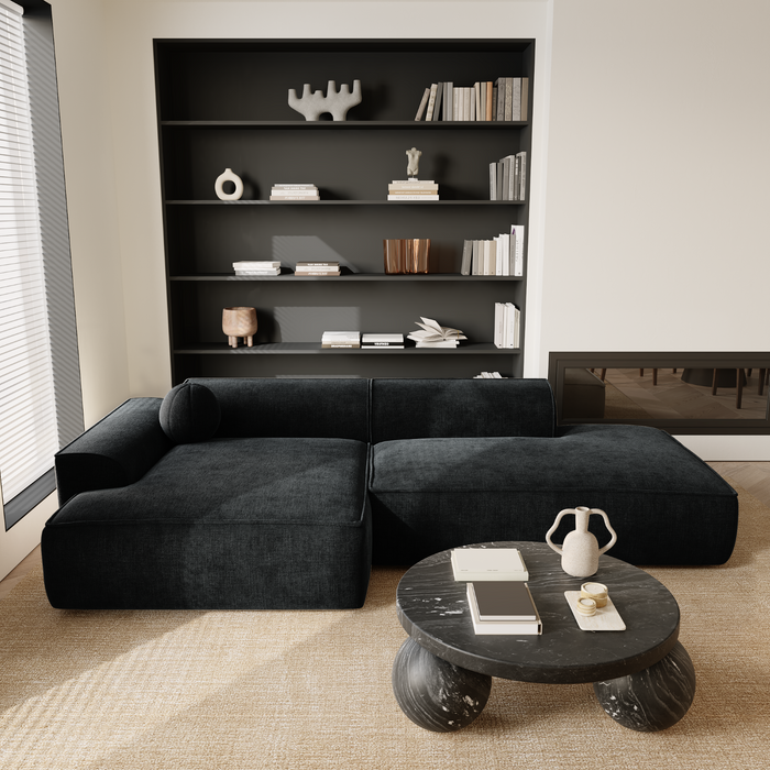 Sofa links hoek fluweel donker antraciet 260cm