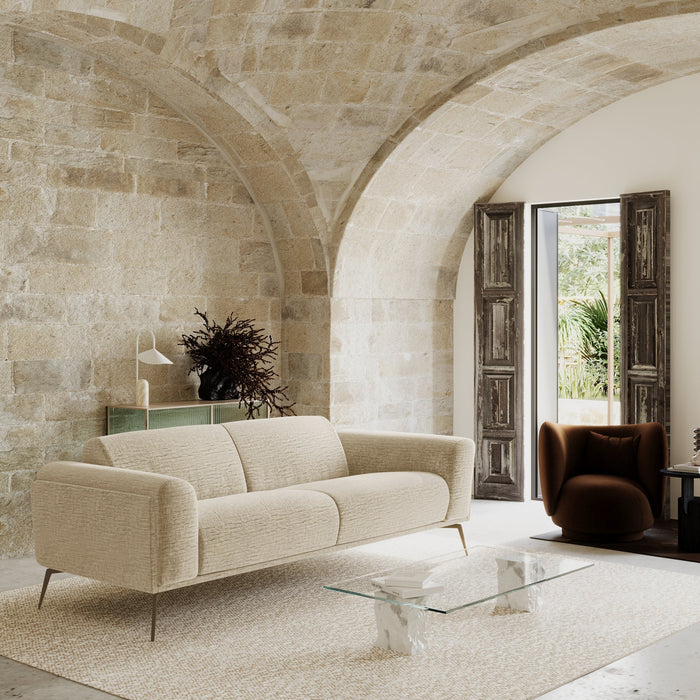 3-zitsbank in beige fluweel 220cm