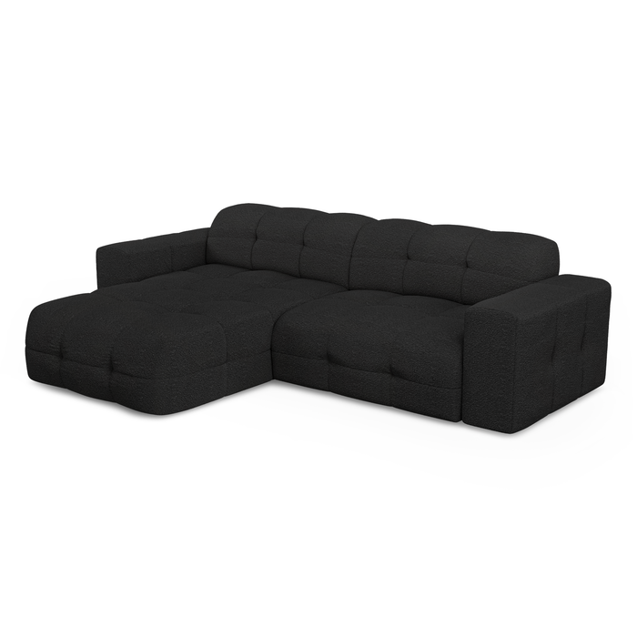 Bank links hoek 5 zits bouclette Donker antraciet 230cm