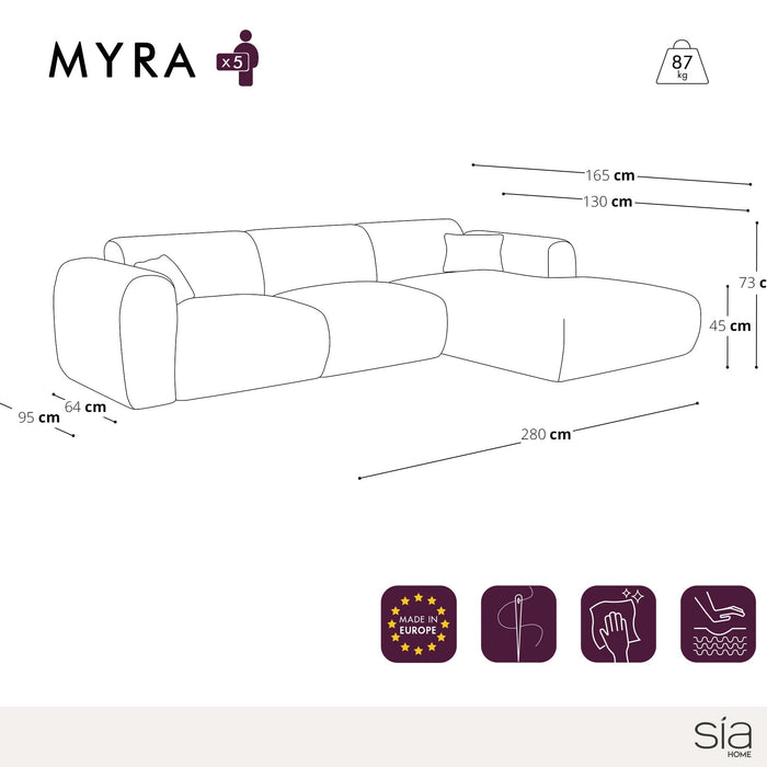 Brede rechthoekige sofa in lichtgrijze geweven stof 280cm