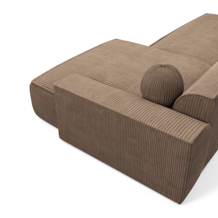 Taupe corduroy hoekbank 260cm