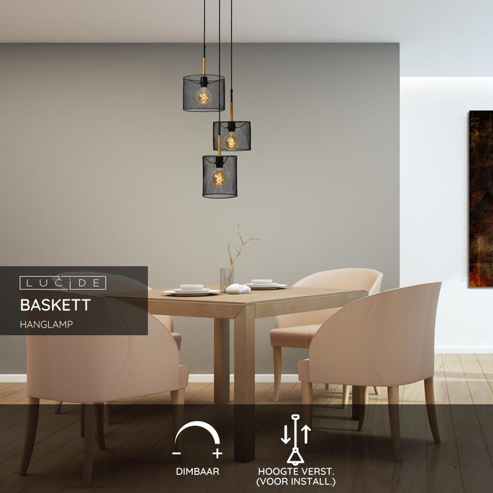 Lucide BASKETT Hanglamp - Zwart
