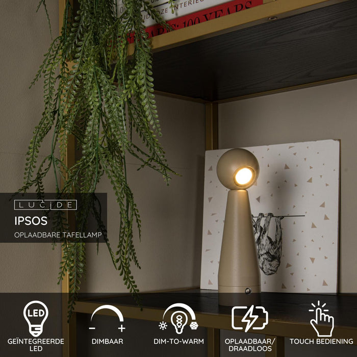 Lucide IPSOS Tafellamp - Taupe
