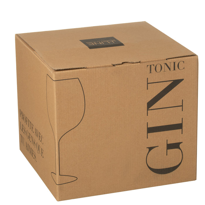 J-Line glas Hoog Gin - transparant|goud - giftbox - 4 stuks