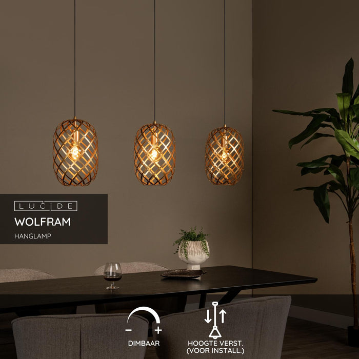 Lucide WOLFRAM Hanglamp - Mat Goud | Messing