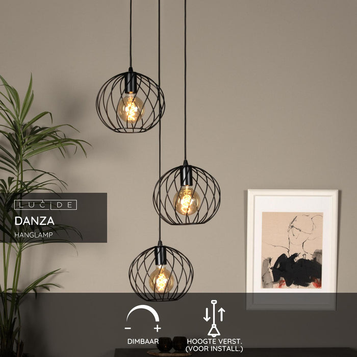 Lucide DANZA Hanglamp - Zwart
