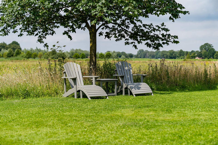 Adirondack tuinstoel met voetenbankje grijs