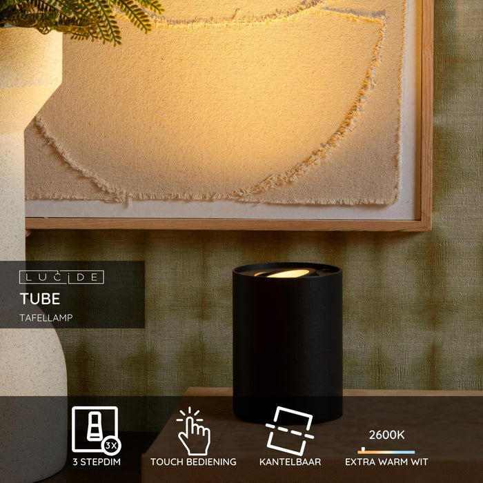 Lucide TUBE Tafellamp - Zwart