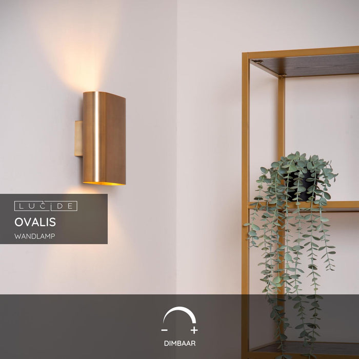 Lucide OVALIS Wandlamp - Mat Goud | Messing