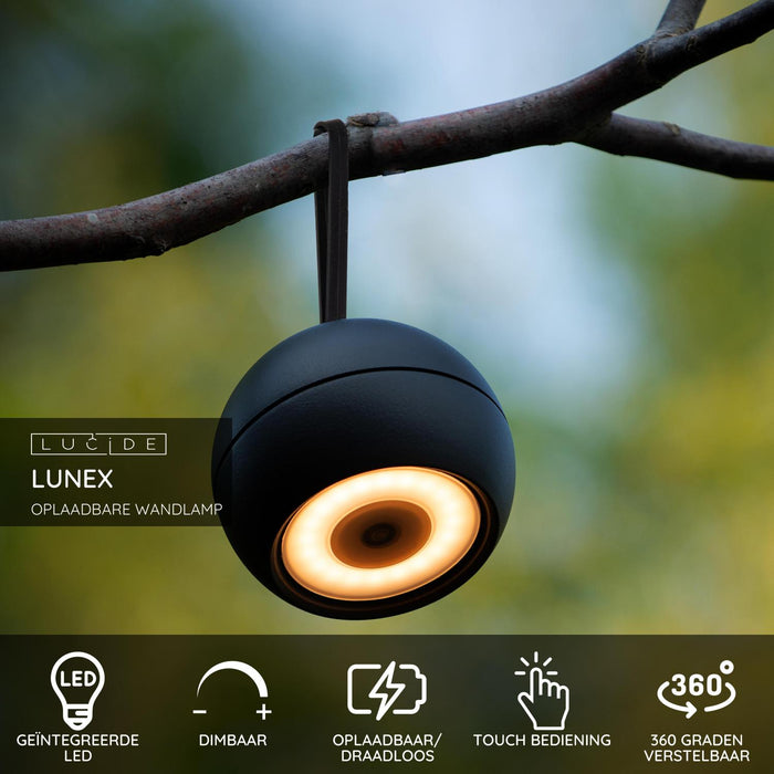 Lucide LUNEX Wandlamp - Zwart