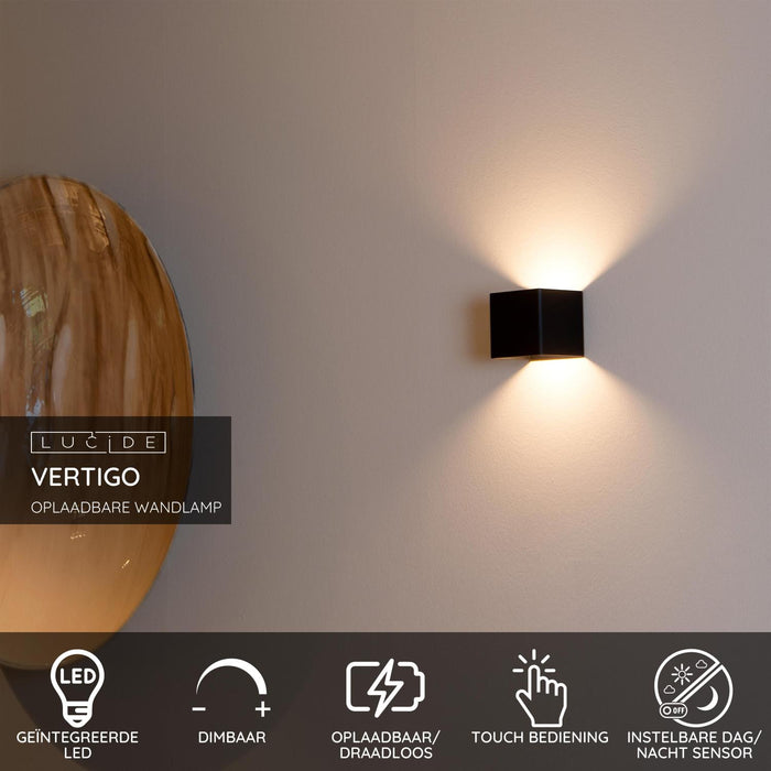 Lucide VERTIGO Wandlamp - Zwart