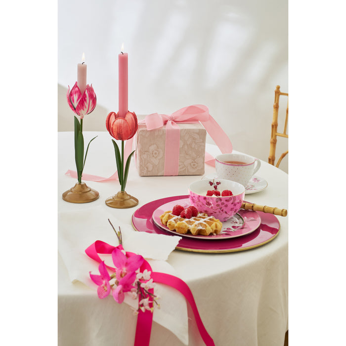 Pip Studio - Tulpen Kandelaar - Woonaccessoire - Roze - 21cm - 2 stuks