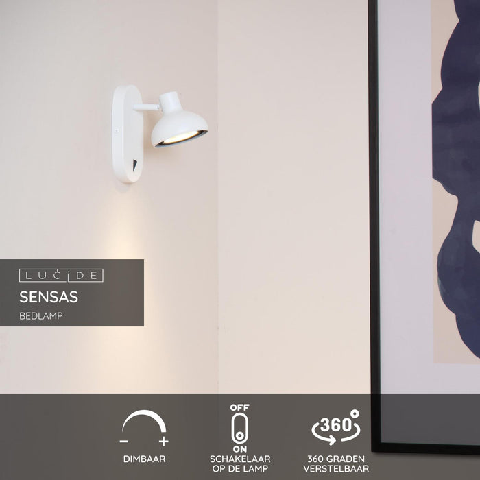 Lucide SENSAS Bedlamp - Wit