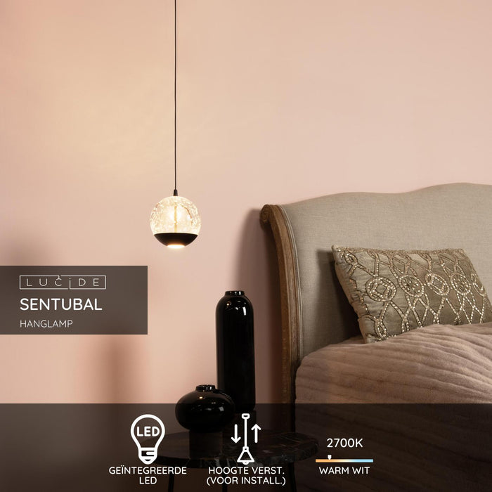 Lucide SENTUBAL Hanglamp - Zwart