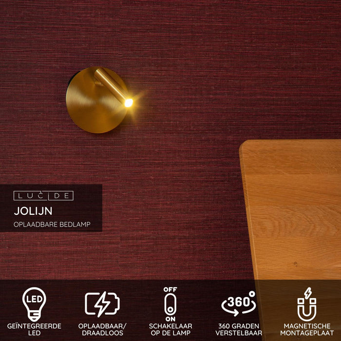 Lucide JOLIJN Bedlamp - Mat Goud | Messing