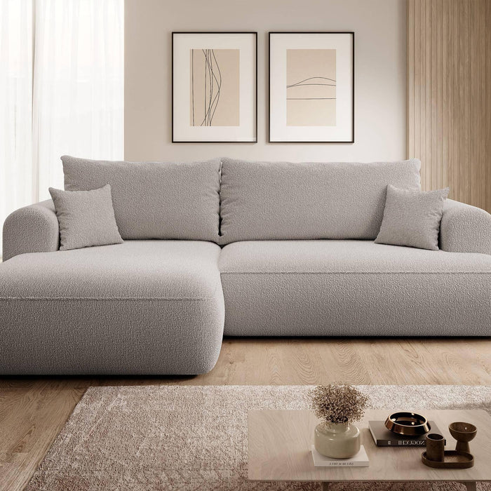 NADUVI Collection Hoekbank Philipa links bouclé met slaapfunctie