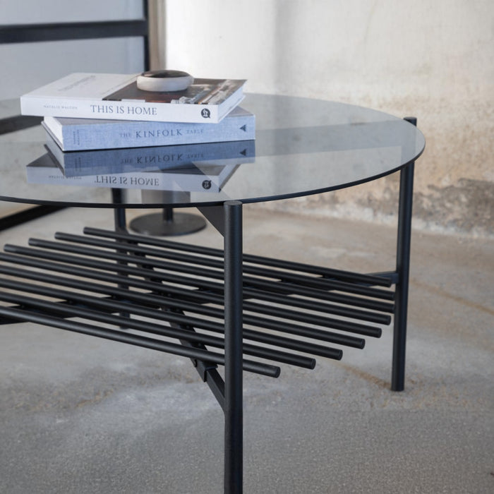 Fjôrd - Salontafel Von Zwart Smoked Glas Ø80cm