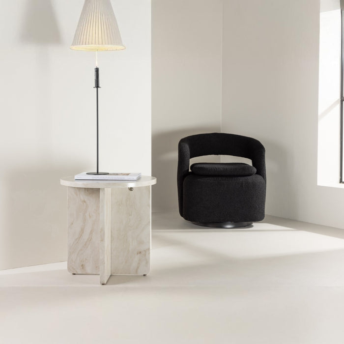 Fjôrd - Bijzettafel Beige Ø50cm - MDF - Ålesund