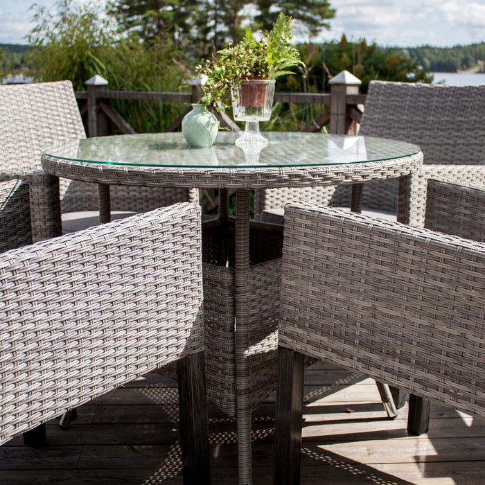 Fjôrd - Tuintafel Grijs Ø90cm - Wicker - Volta