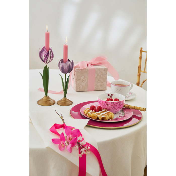 Pip Studio - Tulpen Kandelaar - Woonaccessoire - Lila - 21cm - 2 stuks